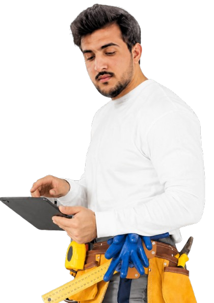 Professional AC technician servicing an air conditioning unit